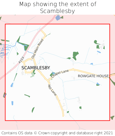 Map showing extent of Scamblesby as bounding box