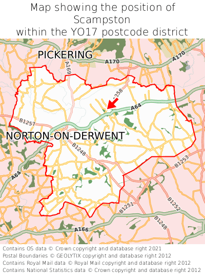 Map showing location of Scampston within YO17