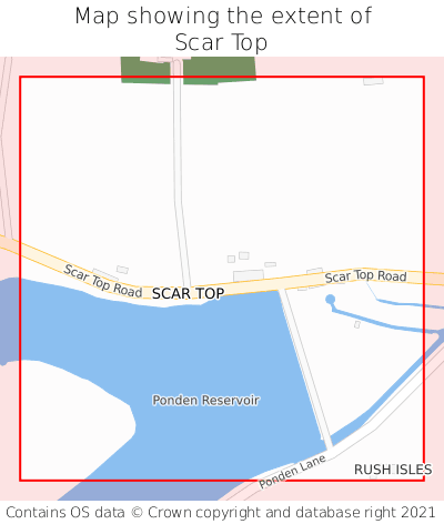 Map showing extent of Scar Top as bounding box