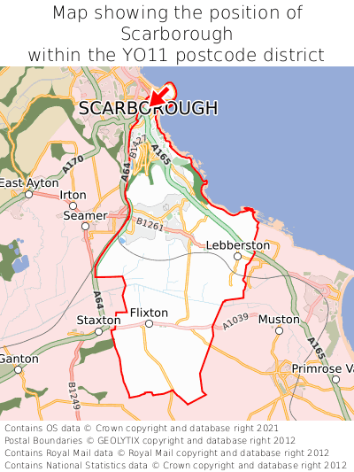 Map showing location of Scarborough within YO11