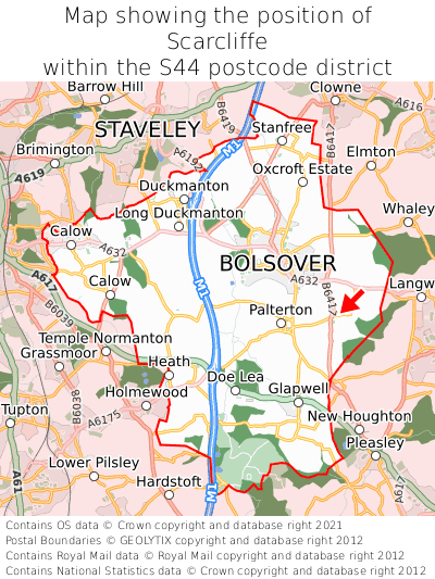 Map showing location of Scarcliffe within S44