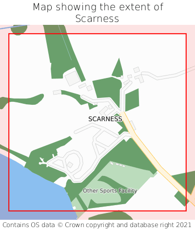 Map showing extent of Scarness as bounding box