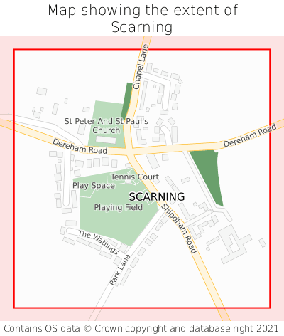 Map showing extent of Scarning as bounding box