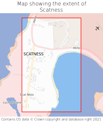 Map showing extent of Scatness as bounding box