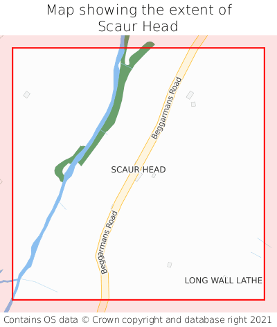 Map showing extent of Scaur Head as bounding box