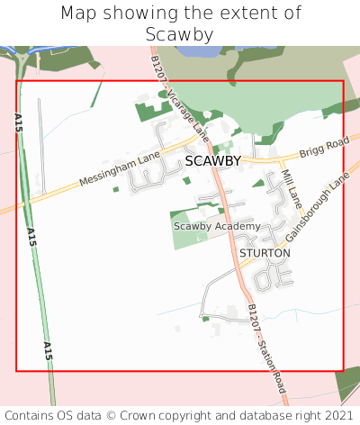 Map showing extent of Scawby as bounding box