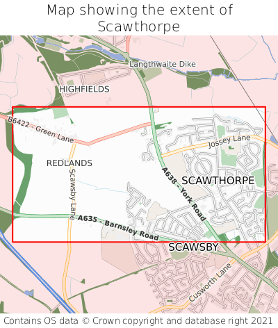 Map showing extent of Scawthorpe as bounding box