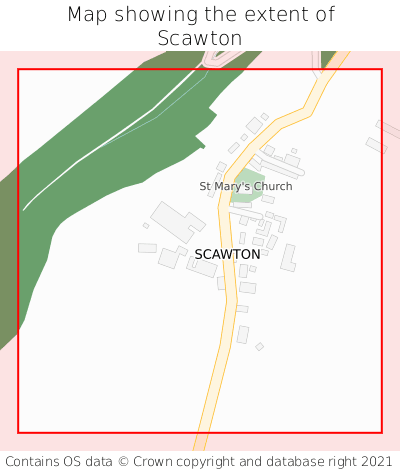 Map showing extent of Scawton as bounding box