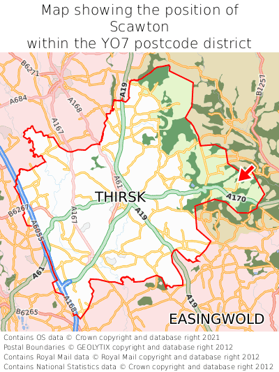 Map showing location of Scawton within YO7
