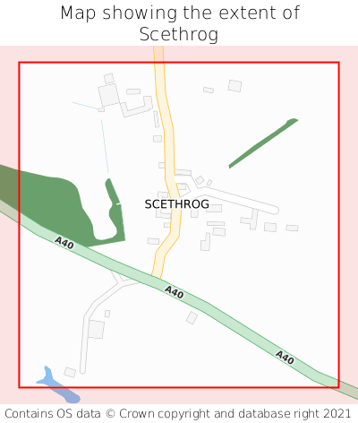 Map showing extent of Scethrog as bounding box
