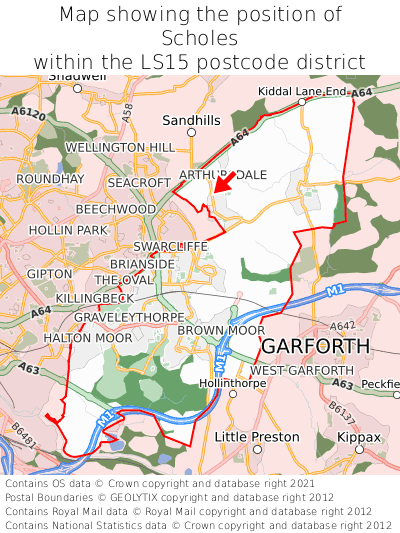 Map showing location of Scholes within LS15