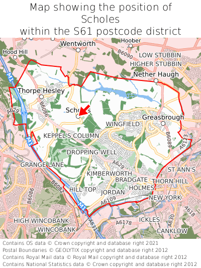 Map showing location of Scholes within S61