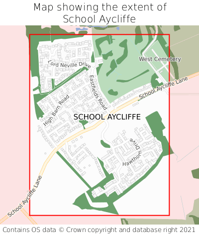 Map showing extent of School Aycliffe as bounding box