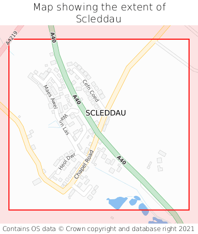 Map showing extent of Scleddau as bounding box