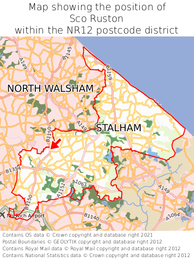 Map showing location of Sco Ruston within NR12