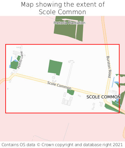Map showing extent of Scole Common as bounding box