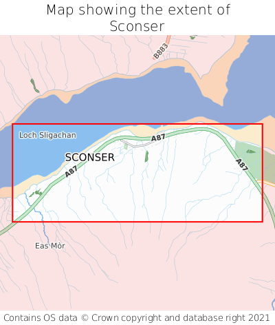 Map showing extent of Sconser as bounding box