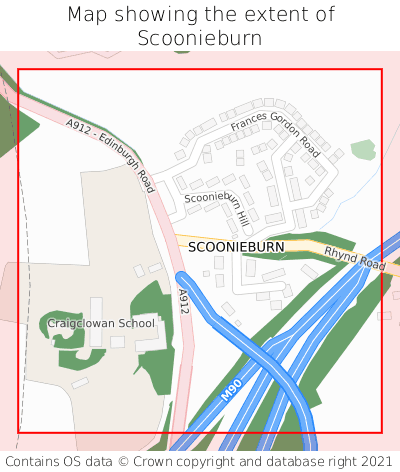 Map showing extent of Scoonieburn as bounding box