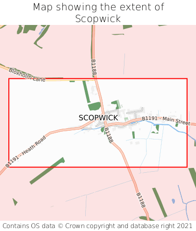 Map showing extent of Scopwick as bounding box