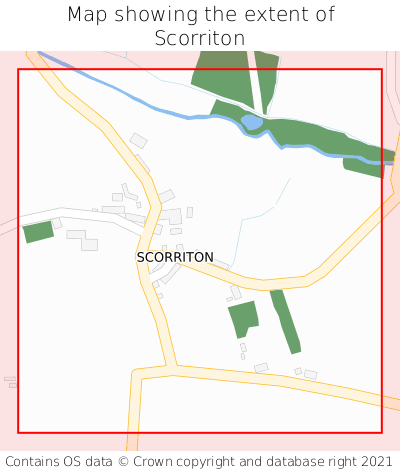 Map showing extent of Scorriton as bounding box
