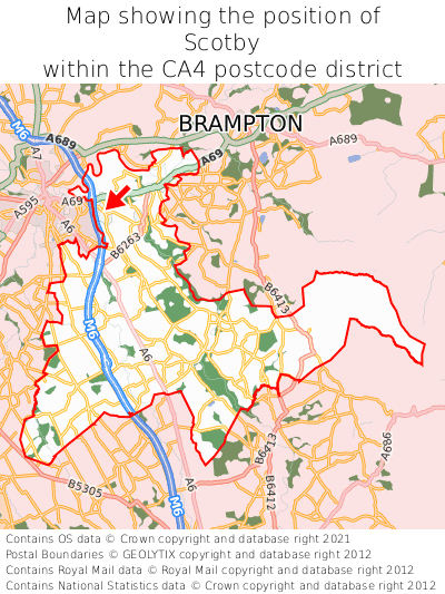 Map showing location of Scotby within CA4