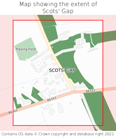 Map showing extent of Scots' Gap as bounding box