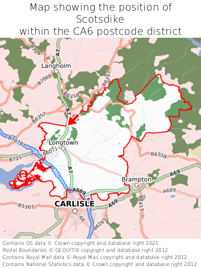 Map showing location of Scotsdike within CA6