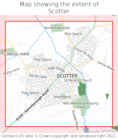 Map showing extent of Scotter as bounding box