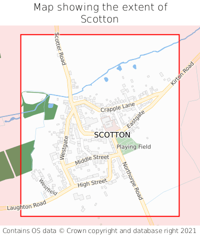 Map showing extent of Scotton as bounding box