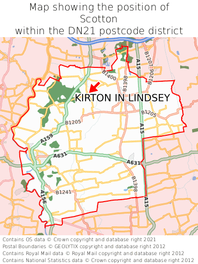 Map showing location of Scotton within DN21