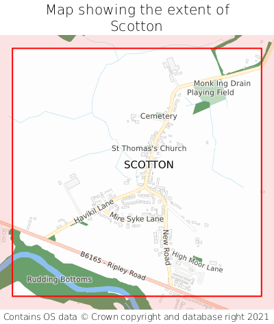 Map showing extent of Scotton as bounding box