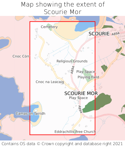 Map showing extent of Scourie Mor as bounding box
