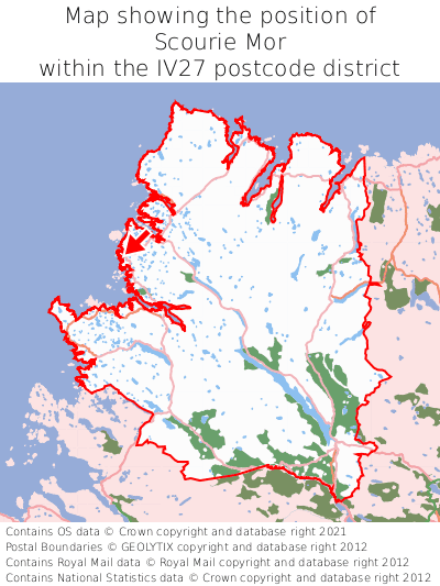 Map showing location of Scourie Mor within IV27