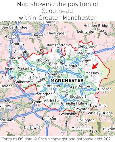 Map showing location of Scouthead within Greater Manchester
