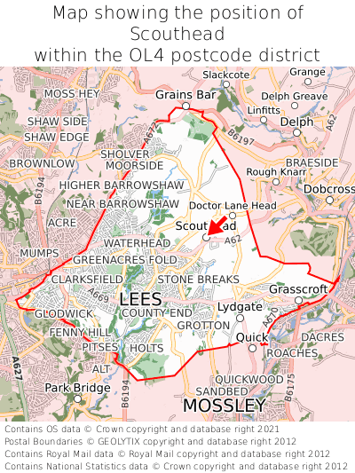 Map showing location of Scouthead within OL4