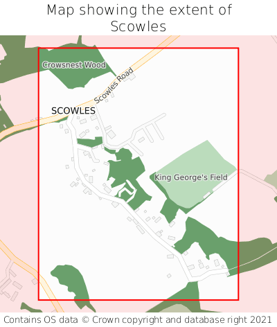 Map showing extent of Scowles as bounding box