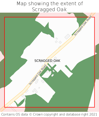 Map showing extent of Scragged Oak as bounding box