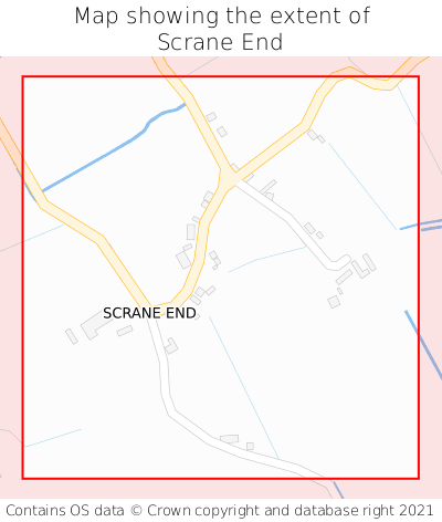 Map showing extent of Scrane End as bounding box