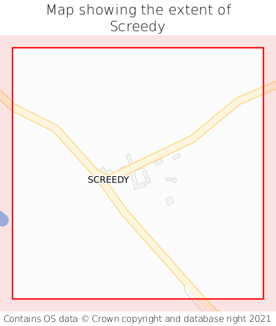 Map showing extent of Screedy as bounding box