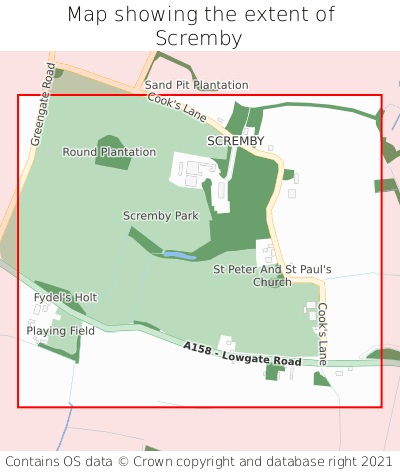 Map showing extent of Scremby as bounding box