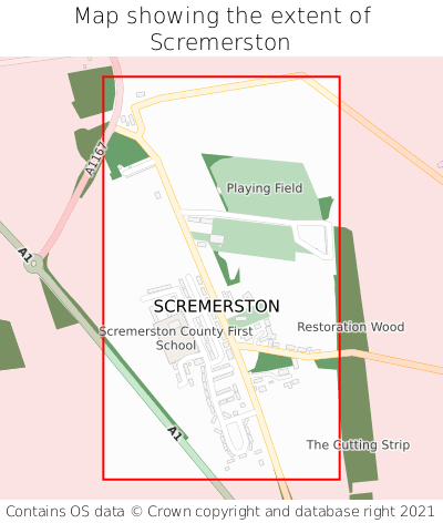 Map showing extent of Scremerston as bounding box