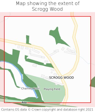 Map showing extent of Scrogg Wood as bounding box