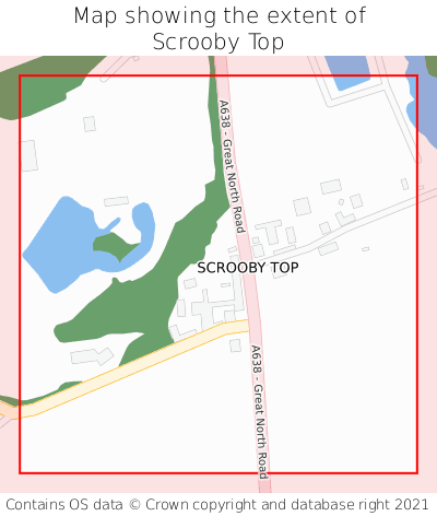 Map showing extent of Scrooby Top as bounding box