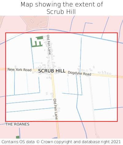 Map showing extent of Scrub Hill as bounding box