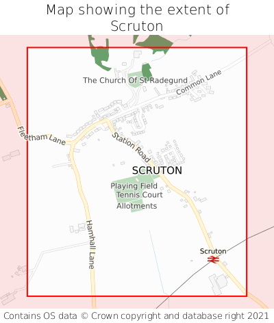Map showing extent of Scruton as bounding box