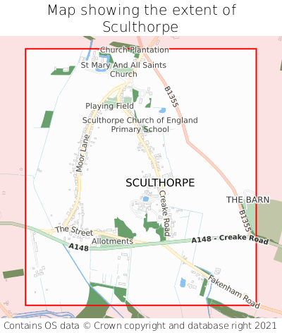 Map showing extent of Sculthorpe as bounding box