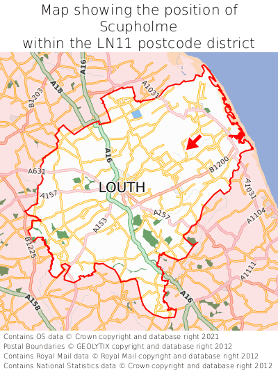 Map showing location of Scupholme within LN11