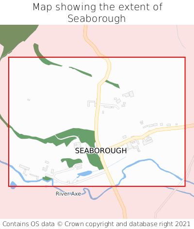 Map showing extent of Seaborough as bounding box