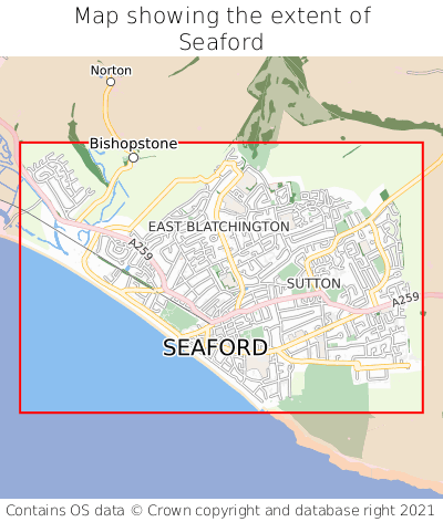 Map showing extent of Seaford as bounding box