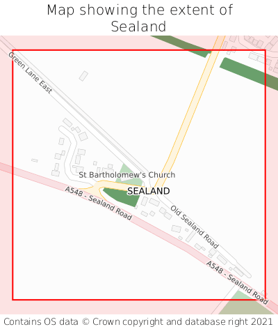 Map showing extent of Sealand as bounding box